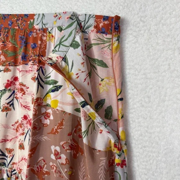 T Tahari Skirt Small Medium Multi Floral Patchwork Tiered Maxi Boho A-Line - Picture 6 of 13